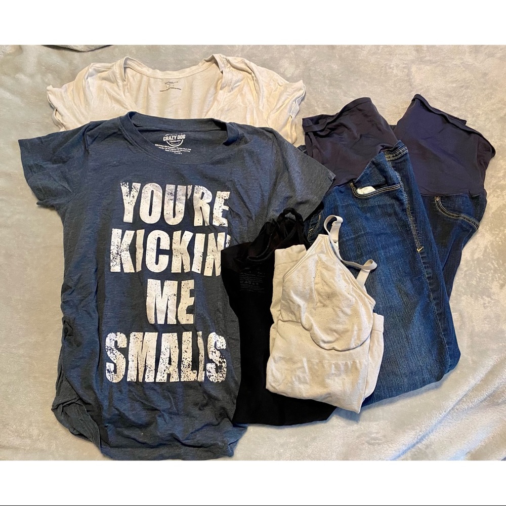 Maternity T-shirts, Tanks, and Jeans Bundle
